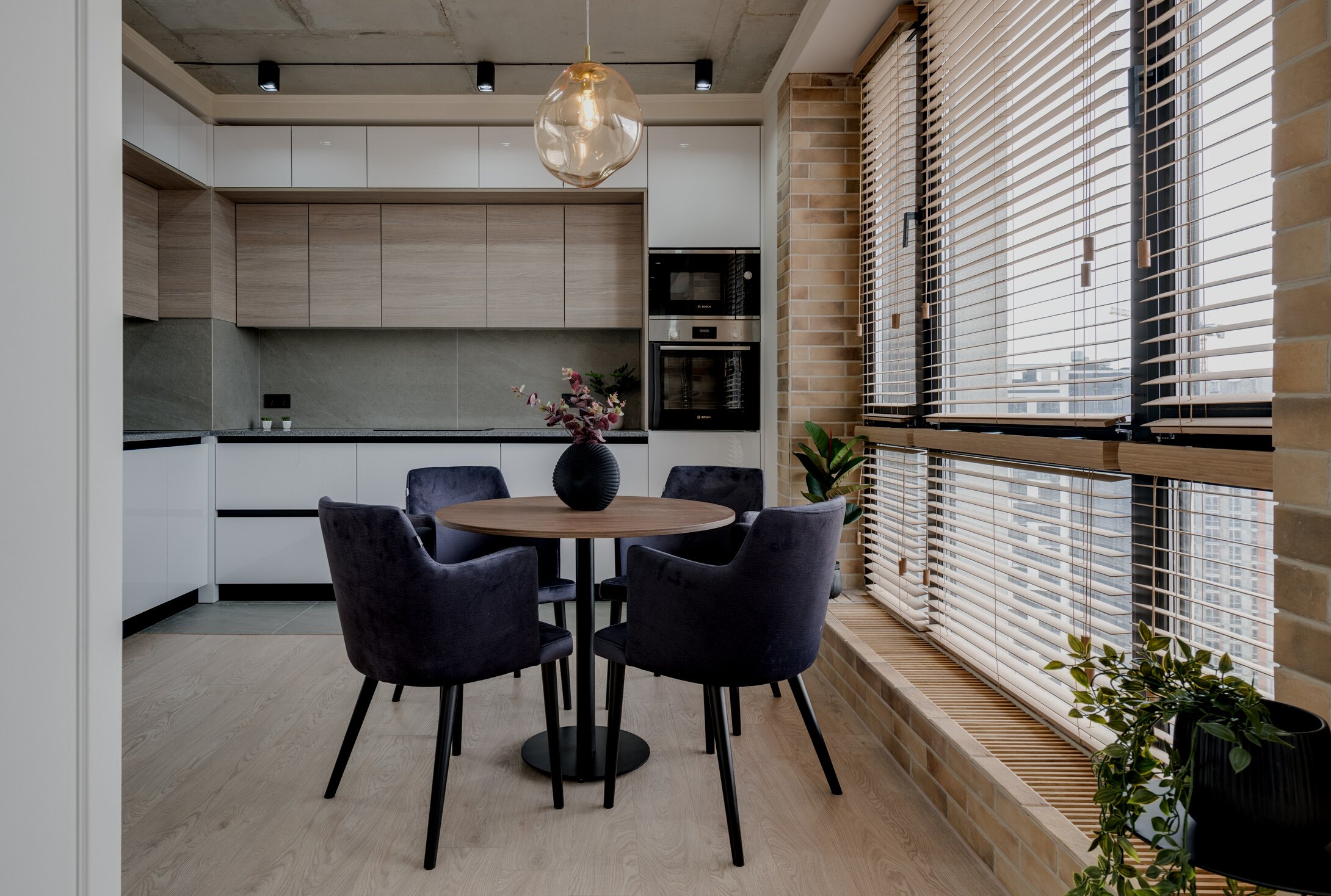 Ceiling Lamp above a Table in a Kitchen